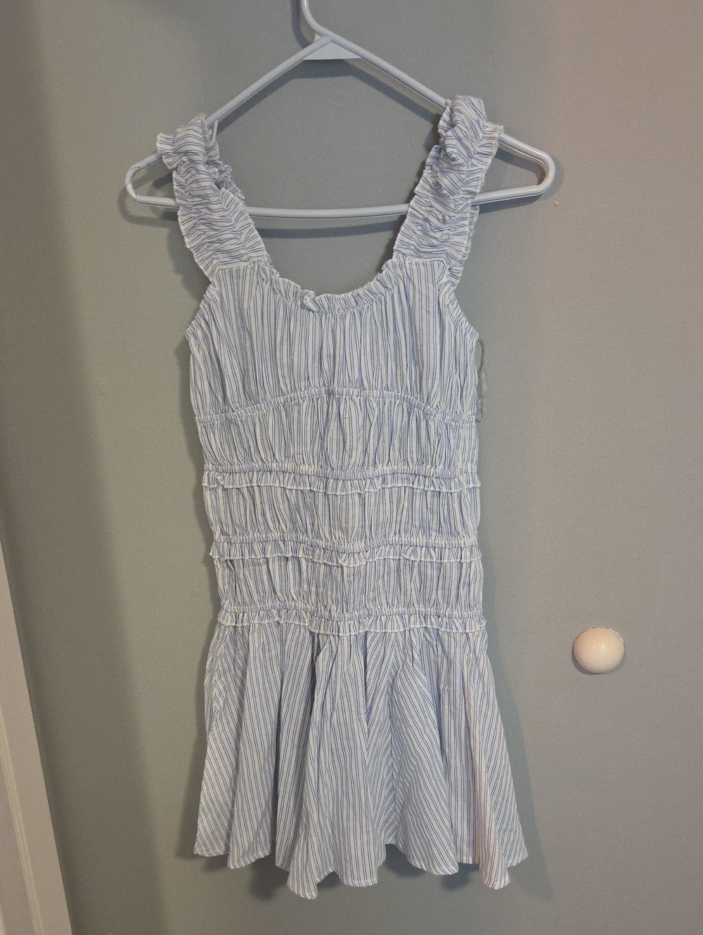 Princess Polly Light Blue & White Smocked Sundress